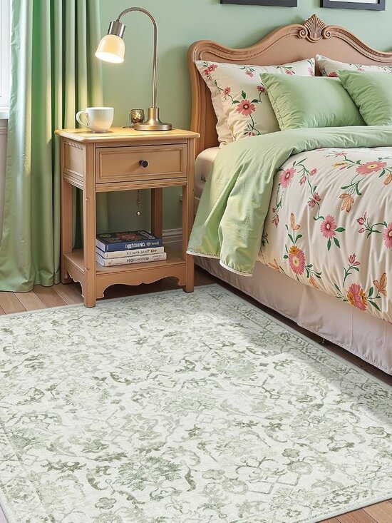Other - Sage Vintage Area Rug 3x5 for Living Room Bedroom, Washable Distressed Farmhouse